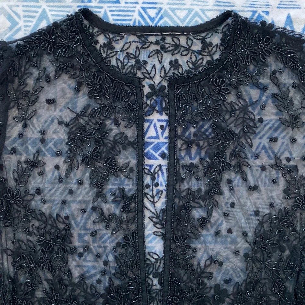 Black Beaded Sheer Open Top
